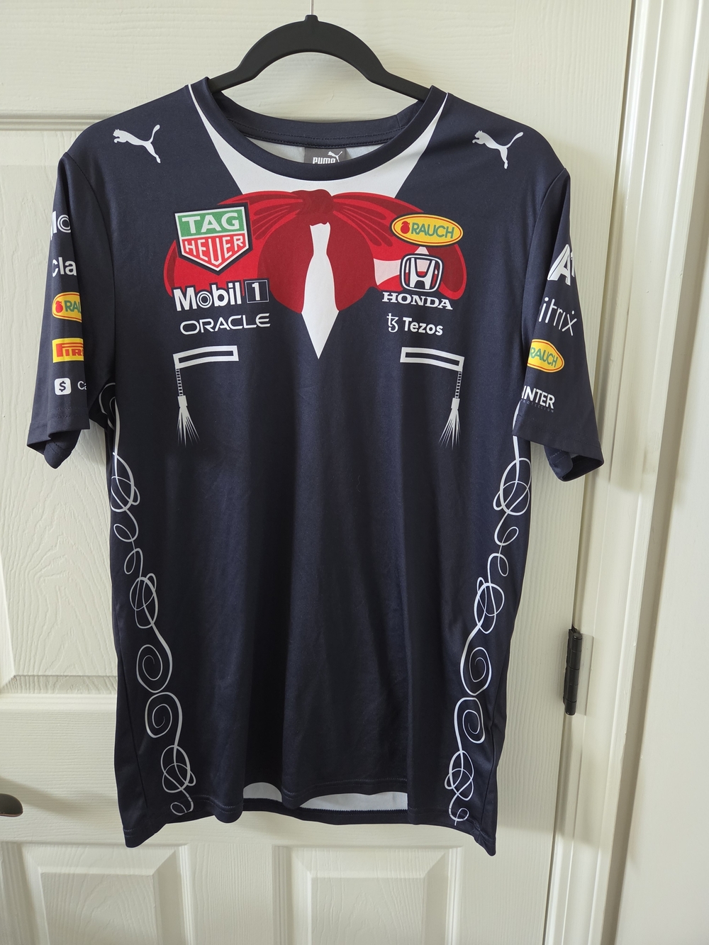 ​Puma Red Bull Racing F1 Tuxedo Graphic Tee Navy Blue Mens Size Medium